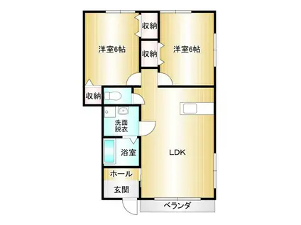 ピュアティー伊岐須(2LDK/1階)の間取り写真