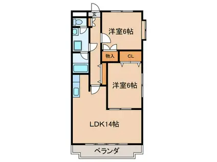 トゥインクルツイン桃山(2LDK/4階)の間取り写真