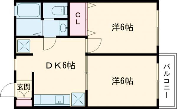 プレステーション愛子B(2DK/2階)の間取り写真