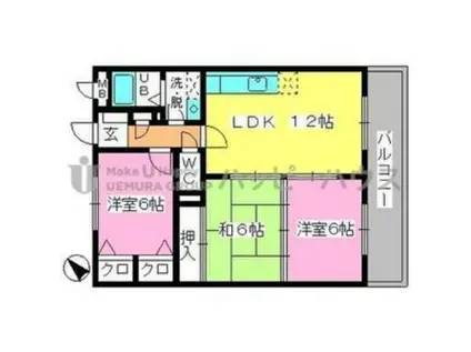 フェニックス大野城(3LDK/5階)の間取り写真