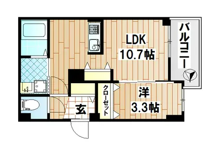 アーバンアベイル(1LDK/3階)の間取り写真