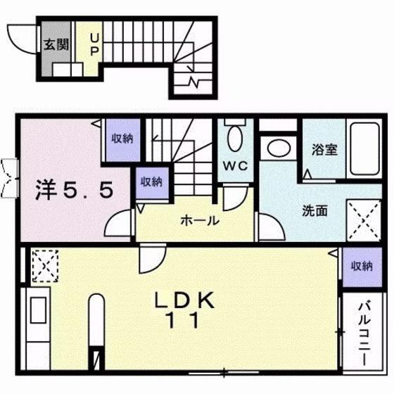 ハーバルパーク(1LDK/2階)の間取り写真