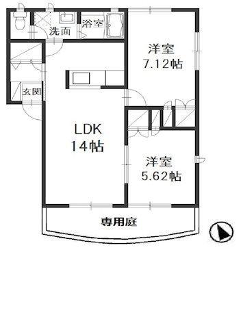 グランソレイユC棟(2LDK/1階)の間取り写真