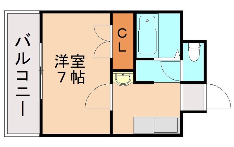 シャトー森V(1K/4階)の間取り写真