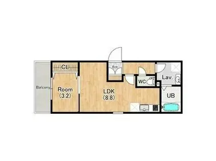 ジーメゾン知立草刈(1LDK/2階)の間取り写真