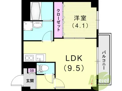 ARCA豊中蛍池(1LDK/2階)の間取り写真