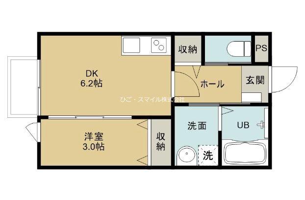 グランジュール御船(1DK/1階)の間取り写真