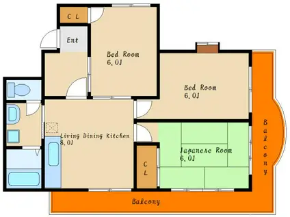 シャトー西明石(3LDK/2階)の間取り写真