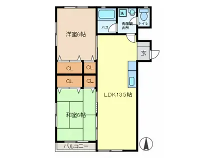 メゾンドール(2LDK/1階)の間取り写真