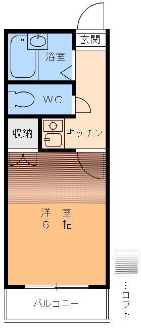 フェニックス桑原(1K/2階)の間取り写真
