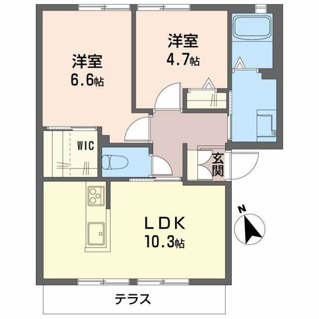 アコーデリア東浜(2LDK/1階)の間取り写真