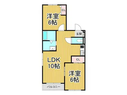 NANIWA6(2LDK/2階)の間取り写真