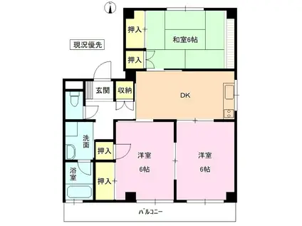 メゾン山崎C棟(3DK/1階)の間取り写真