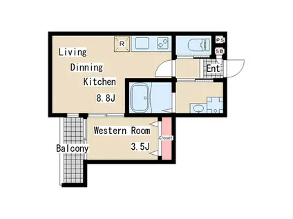 ALEGRIA長田蓮宮通(1LDK/3階)の間取り写真