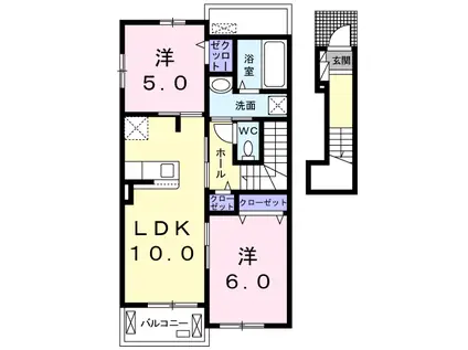 ドゥエル砧(2LDK/2階)の間取り写真