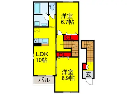 スターテラス(2LDK/2階)の間取り写真
