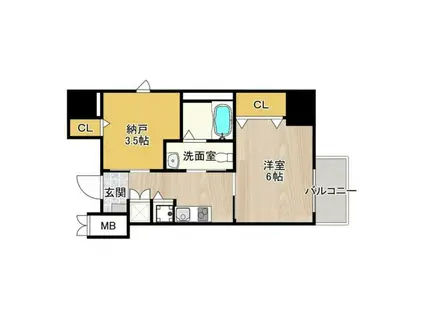 ディアコート宿屋町(2K/1階)の間取り写真