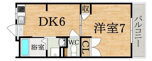 サントピア(1DK/3階)の間取り写真