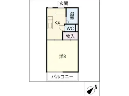 ジュネスひかり A棟(1K/2階)の間取り写真