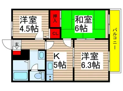 アムール宮久保(3K/1階)の間取り写真