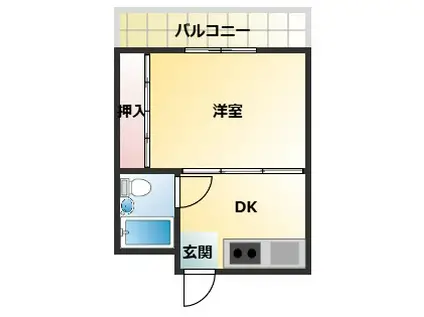 ミヤコビル(1DK/4階)の間取り写真