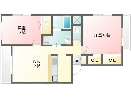 ニューガーデン弐番館(2LDK/2階)の間取り写真