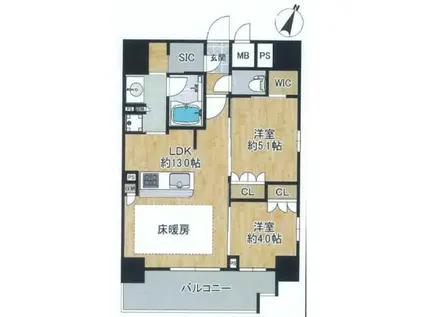 リビオレゾン靭公園(2LDK/5階)の間取り写真