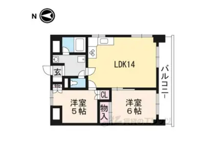 ソレアード西大路五条(2LDK/2階)の間取り写真