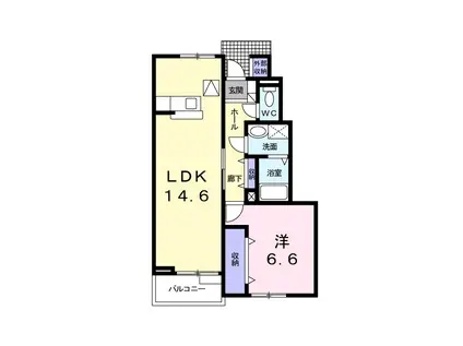 ロジュマンリーヴ I(1LDK/1階)の間取り写真