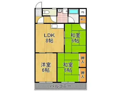 アメニティティエー(3DK/5階)の間取り写真