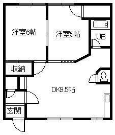 ルナハイツ(2DK/1階)の間取り写真