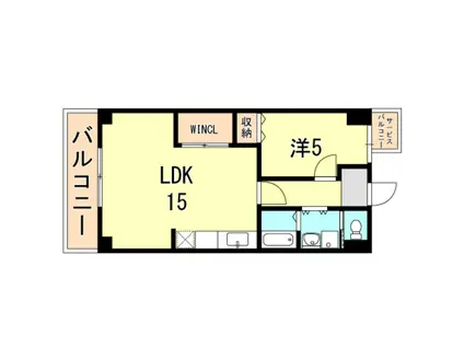 プラージュ御崎(1LDK/5階)の間取り写真