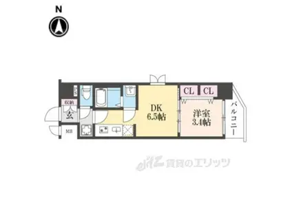 プレサンス十条凛華(1DK/3階)の間取り写真