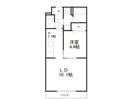エスメラルダ(1LDK/3階)の間取り写真