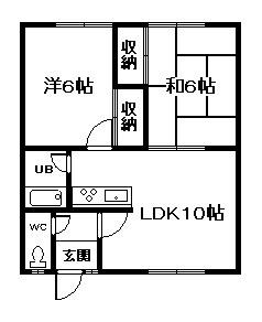 カトレアコーポ(2LDK/1階)の間取り写真