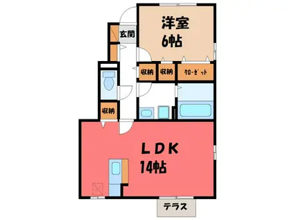 グランソレイユ(1LDK/1階)の間取り写真
