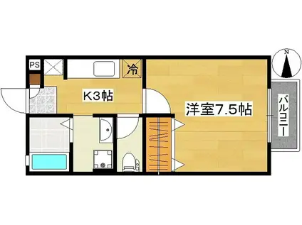 サンプラザ南中山(1K/2階)の間取り写真