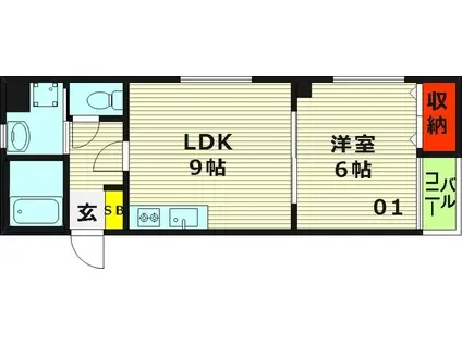 ルミエール鴫野(1LDK/1階)の間取り写真