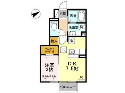 D-ROOM椿(1DK/1階)の間取り写真