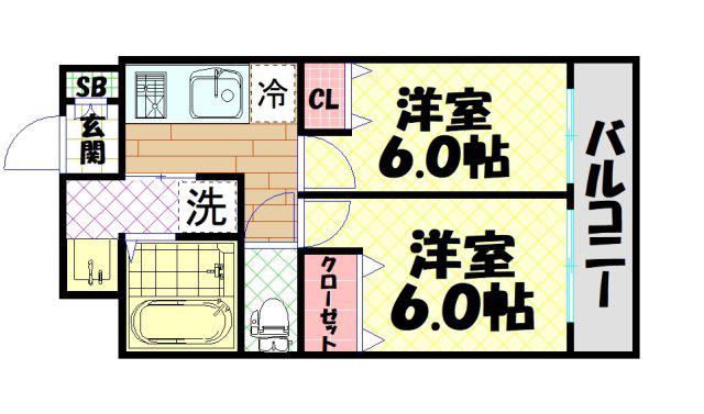 エステムコート難波Vブロード(2K/3階)の間取り写真