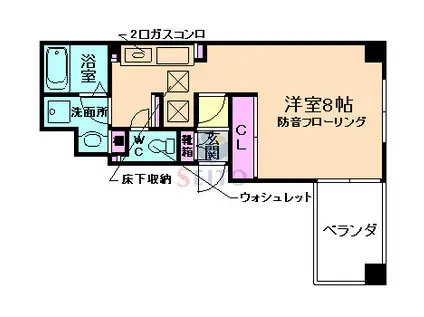 ウィステリア豊中本町(1K/2階)の間取り写真