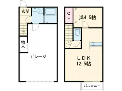 270ガレージ(1LDK/1階)の間取り写真
