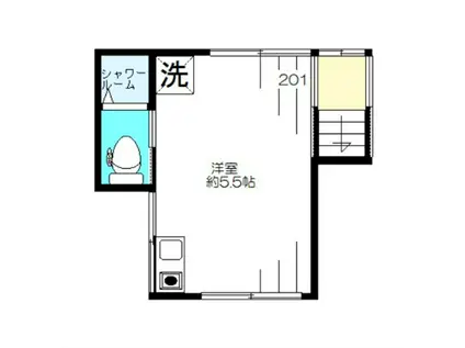 ハウスエターナル(ワンルーム/2階)の間取り写真