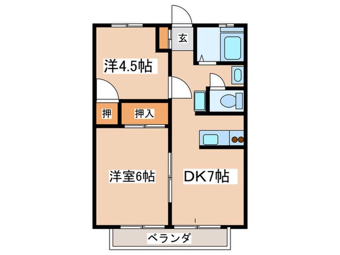 スカイタウン向原(2DK/2階)の間取り写真