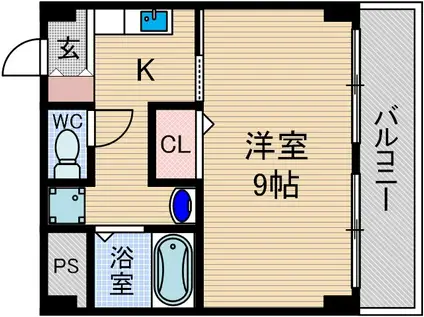 イーズ南春日丘(1K/4階)の間取り写真