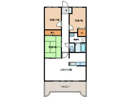 アネックス御角(3LDK/2階)の間取り写真