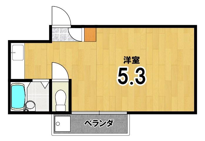 白川ロイヤルハウス(ワンルーム/1階)の間取り写真
