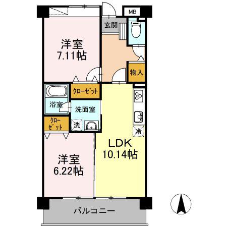 カンタベリーコート(2LDK/2階)の間取り写真