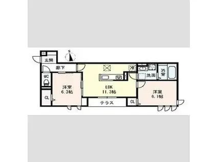 D-ROOM緑橋(2LDK/3階)の間取り写真