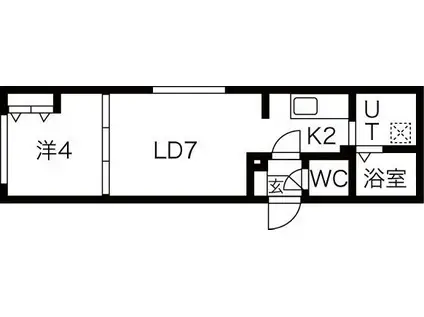 ラフィーネ旭山公園通(1LDK/3階)の間取り写真
